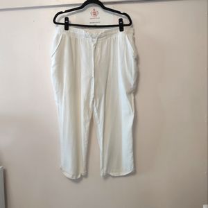 White Drawstring Capri Pants Como Vintage XXL